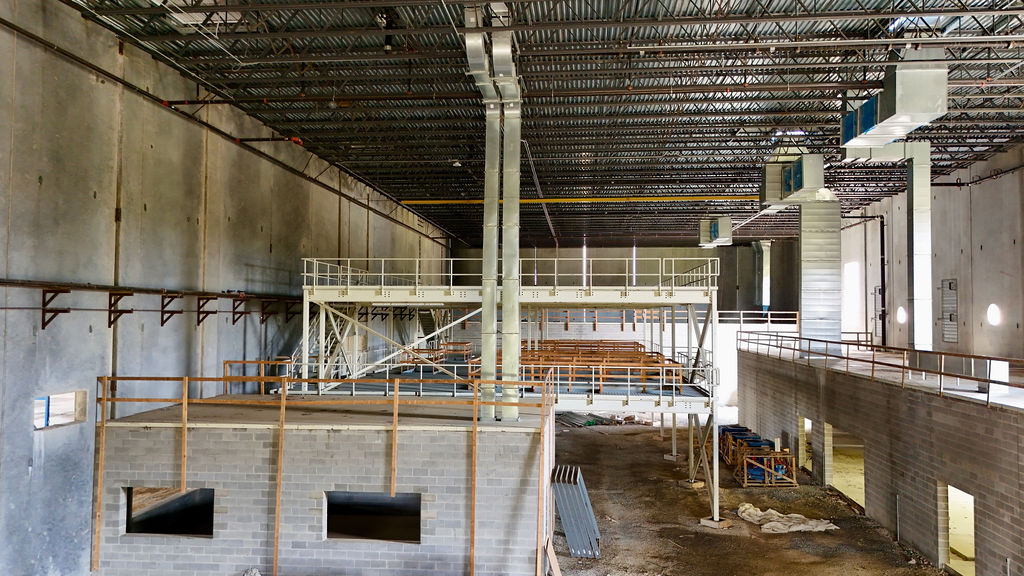 Elevated view of existing interior improvements